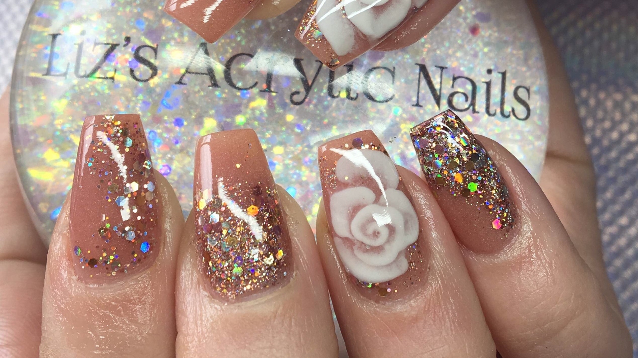 Acrylic Nails | Cashmere | Holo Rose Gold