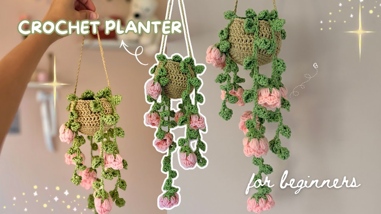 This Crochet Flower Hanging Planter is Easier Than it Looks!🍀Crochet Planter Tutorial🌸(step-by-step)