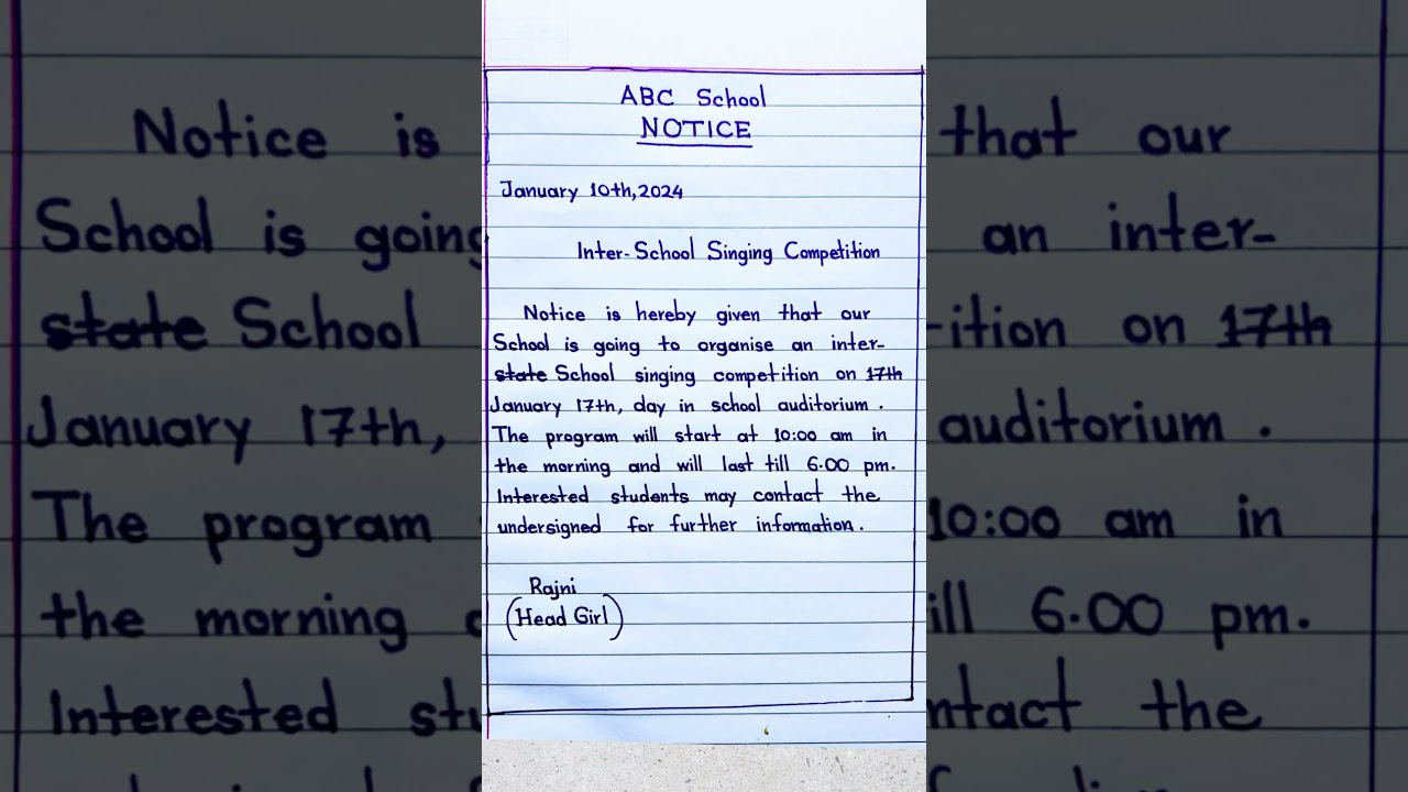 Notice | Notice writing | Notice writing in English class 10| Class 12 |