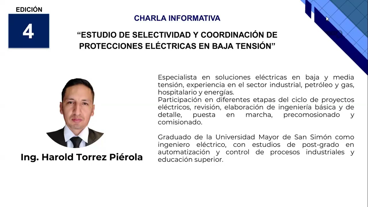 WEBINAR   ESTUDIO DE SELECTIVIDAD Y COORDINACIÓN DE PROTECCIÓN ELÉCTRICAS EN BAJA TENSIÓN