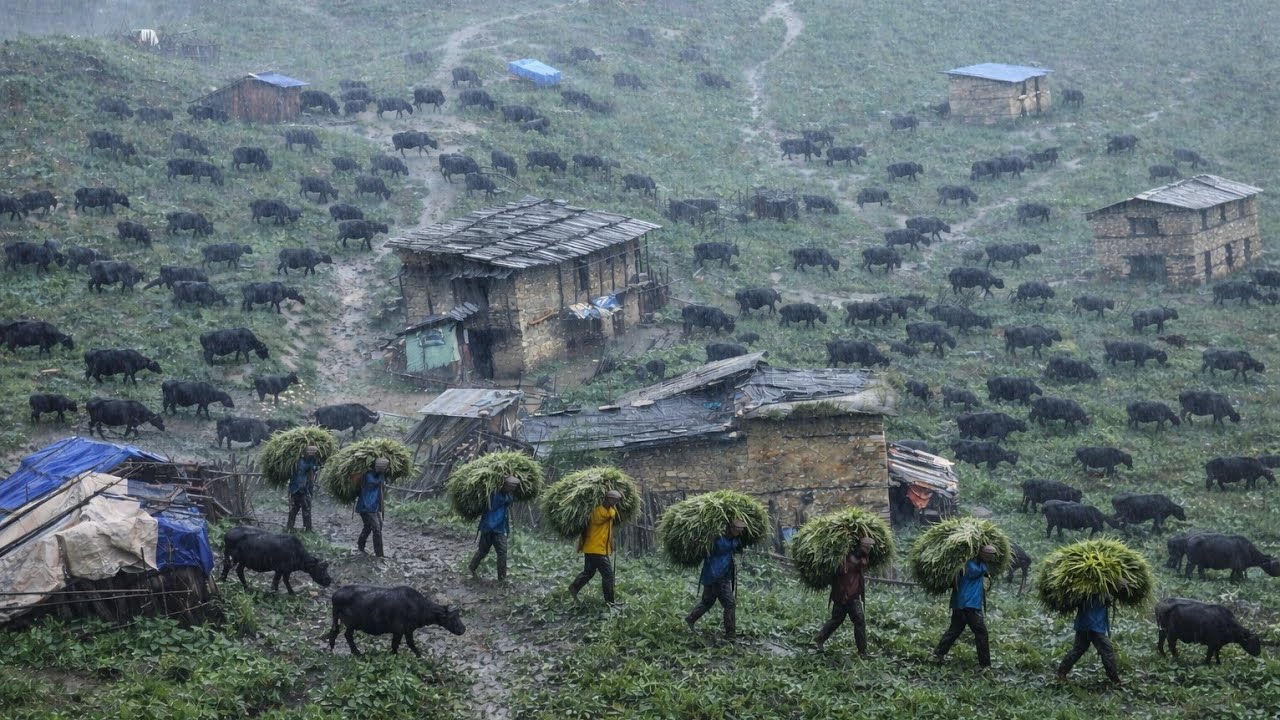 This Is Himalyan Nepali Mountain Village Life Heavy Rainy Day |Naturelly Village Dacumentary Video |