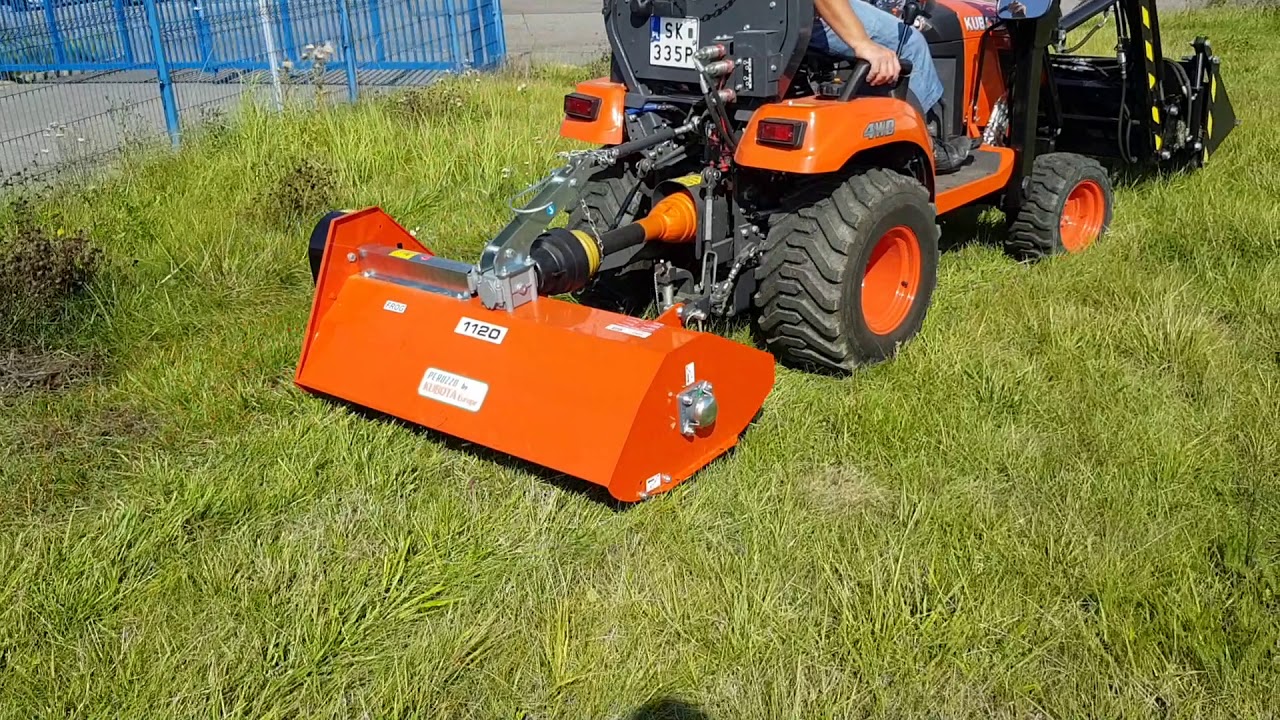 Koszenie trawy traktorkiem Kubota BX231 Katowice firma AMRUS