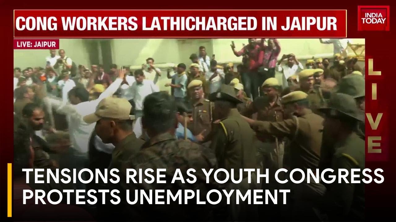 Youth Congress Protests Unemployment in Jaipur, Tensions Escalate | Jaipur News