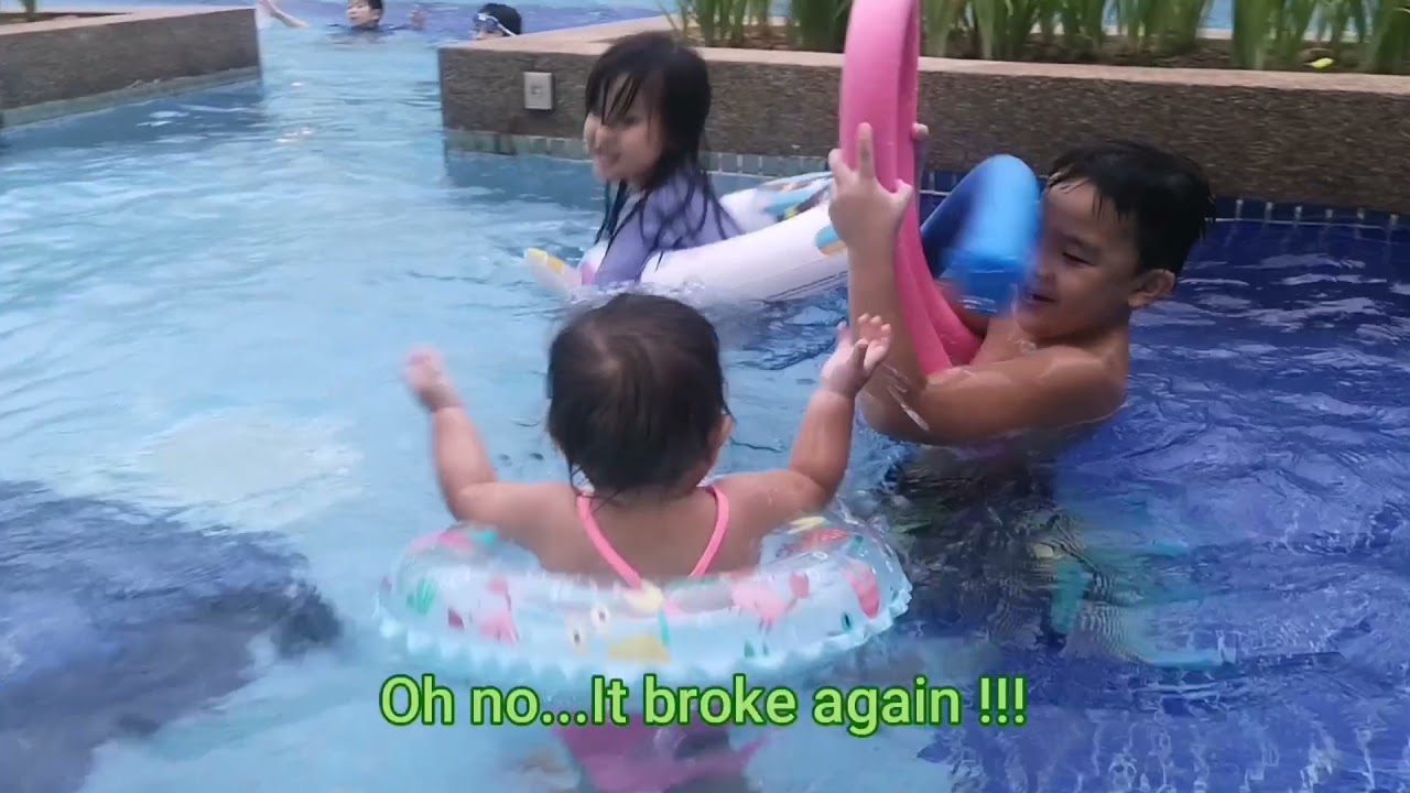 Playing bumper cars in the swimming pool Happy Kids Singapore