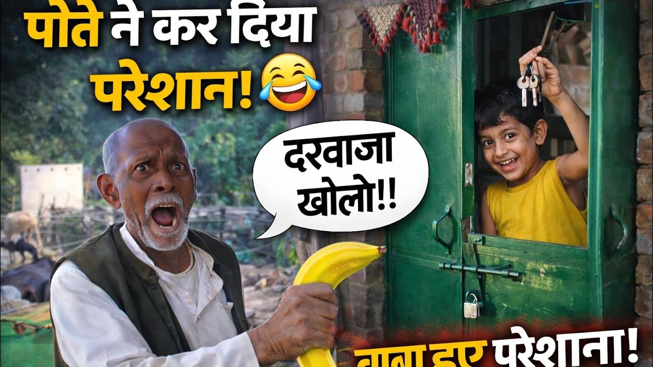 🏆 दरवाजे के अंदर रख दिया Sound पोते की आवाज में बाबा के मजेदार Reactoin 😂