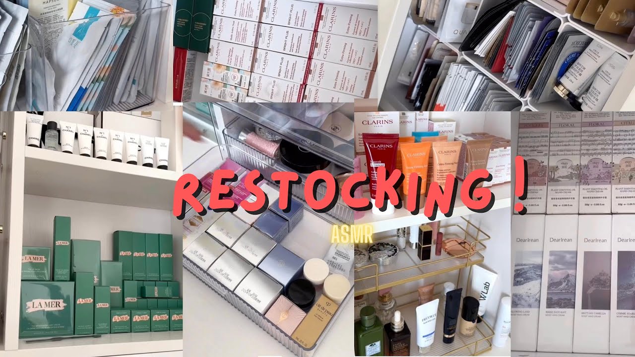 ASMR RESTOCKING | จัดระเบียบพร้อมเก็บ Skincare เข้าตู้ มีอะไรบ้างนะ? 🗑️🗄️