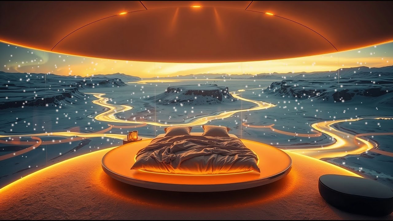 Golden Hour Over Iceland (Ambient Sound Only): 2 Hours Warm Pink Noise & Snow for Sleep & Relaxation
