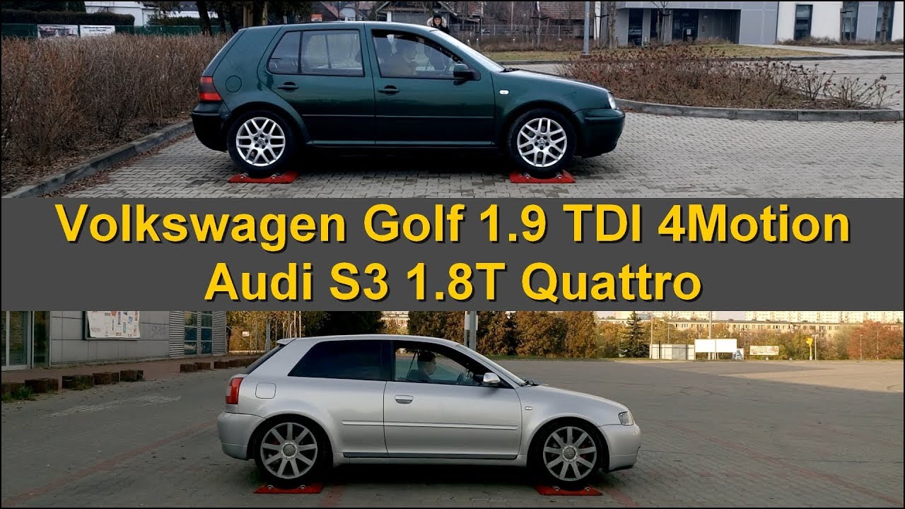 SLIP TEST -  4Motion vs Quattro - Volkswagen Golf vs Audi A3 / S3 - @4x4.tests.on.rollers