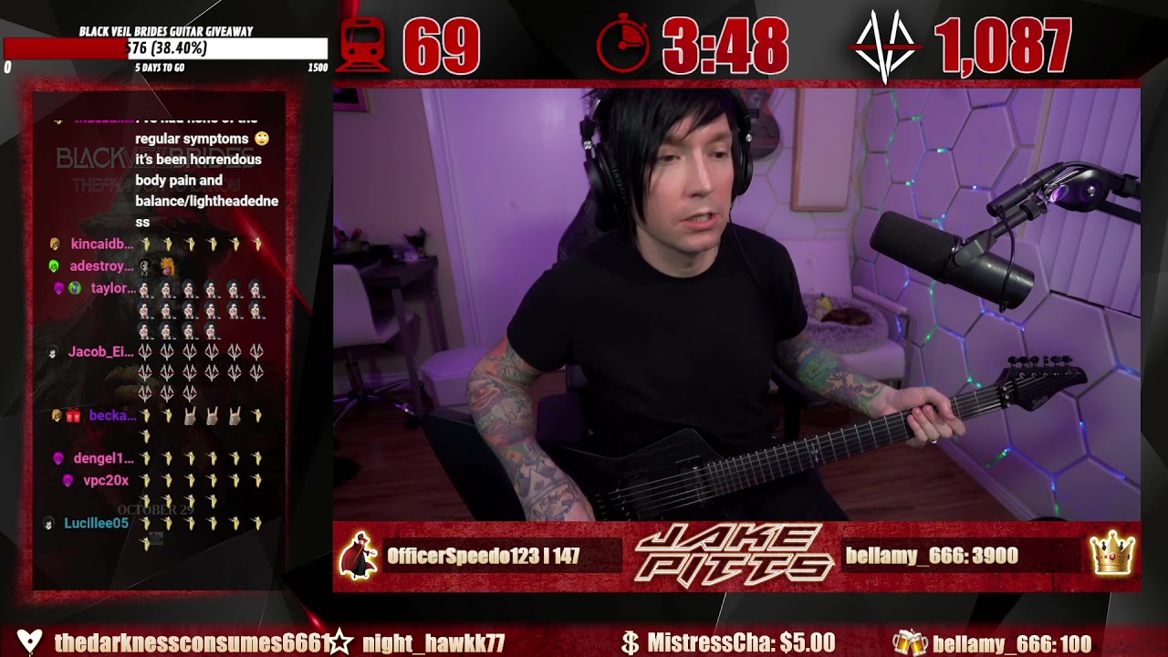 Black Veil Brides - Fields Of Bone (Jake Pitts playthrough on Twitch)