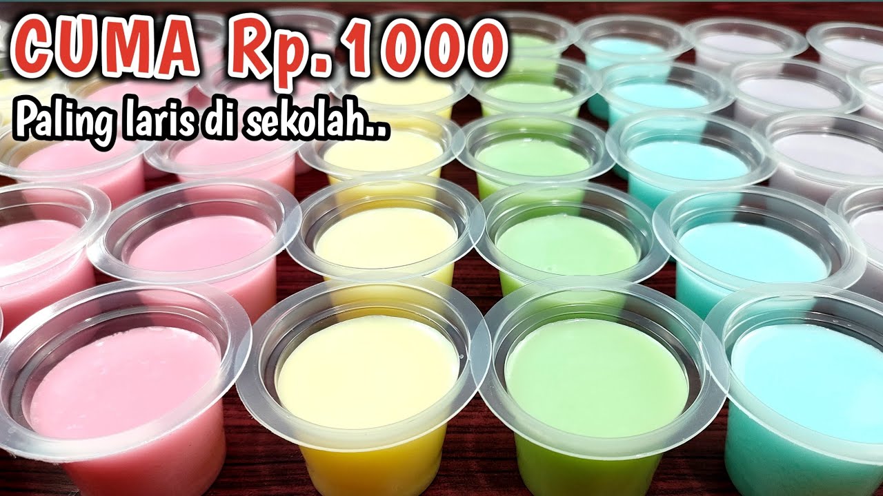 IDE JUALAN UNTUNG BANYAK, 1 Sachet Agar Agar Jadi 50 Cup Puding Aneka Rasa dan Warna. Jual Rp. 1000
