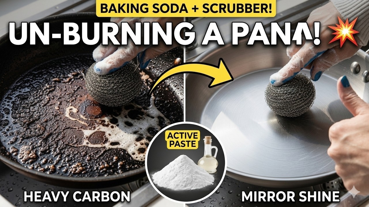 How to Clean Burnt Food Off a Frying Pan | Baking Soda & Vinegar DIY!