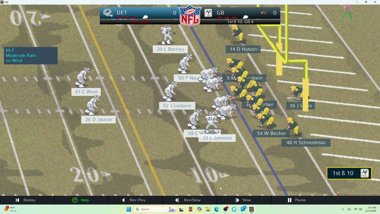 PSF2026 Tourney Qualifier 1974 Detroit at 1937 Green Bay