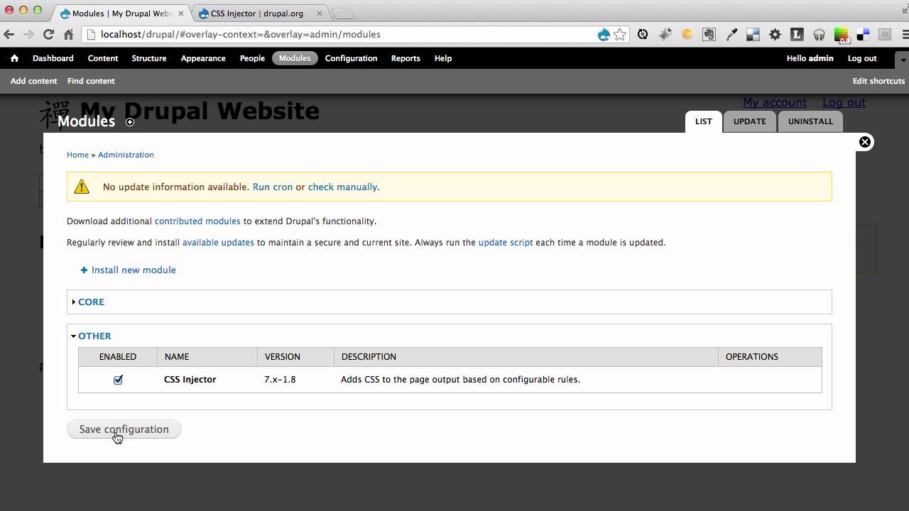 Using the CSS Injector Module to Style a Drupal Website
