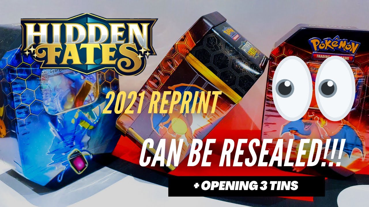 Pokemon HIDDEN FATES 2021 REPRINTS CAN BE RESEALED!! Opening 3 Tins