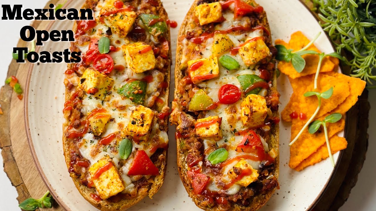 Cheesy Mexican Paneer Open Toast | Mexican Veg Toasts | Flavourful Food