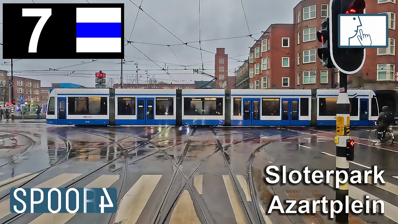 Cabinerit Tram 7 (Amsterdam) | Sloterpark - Azartplein (Tram Driver's POV)