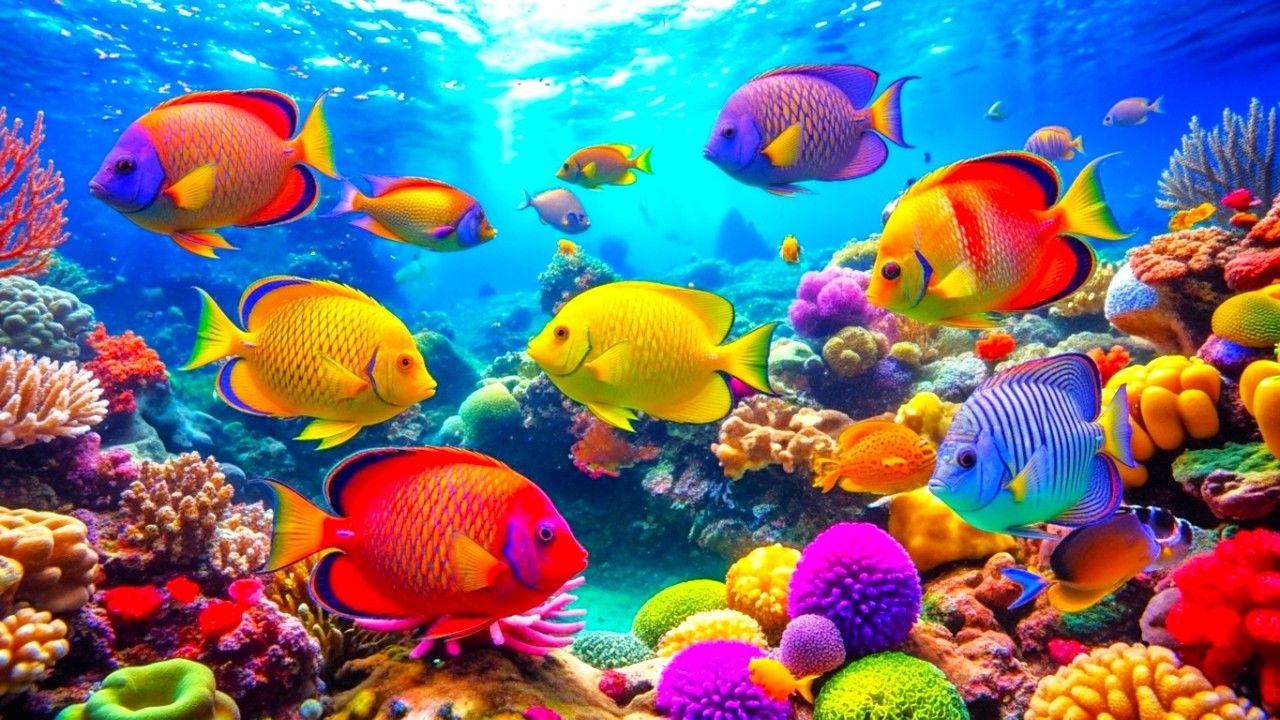 Whispering Blue Serenity – 4K Aquarium with Coral Reef and Relaxing Sounds #3