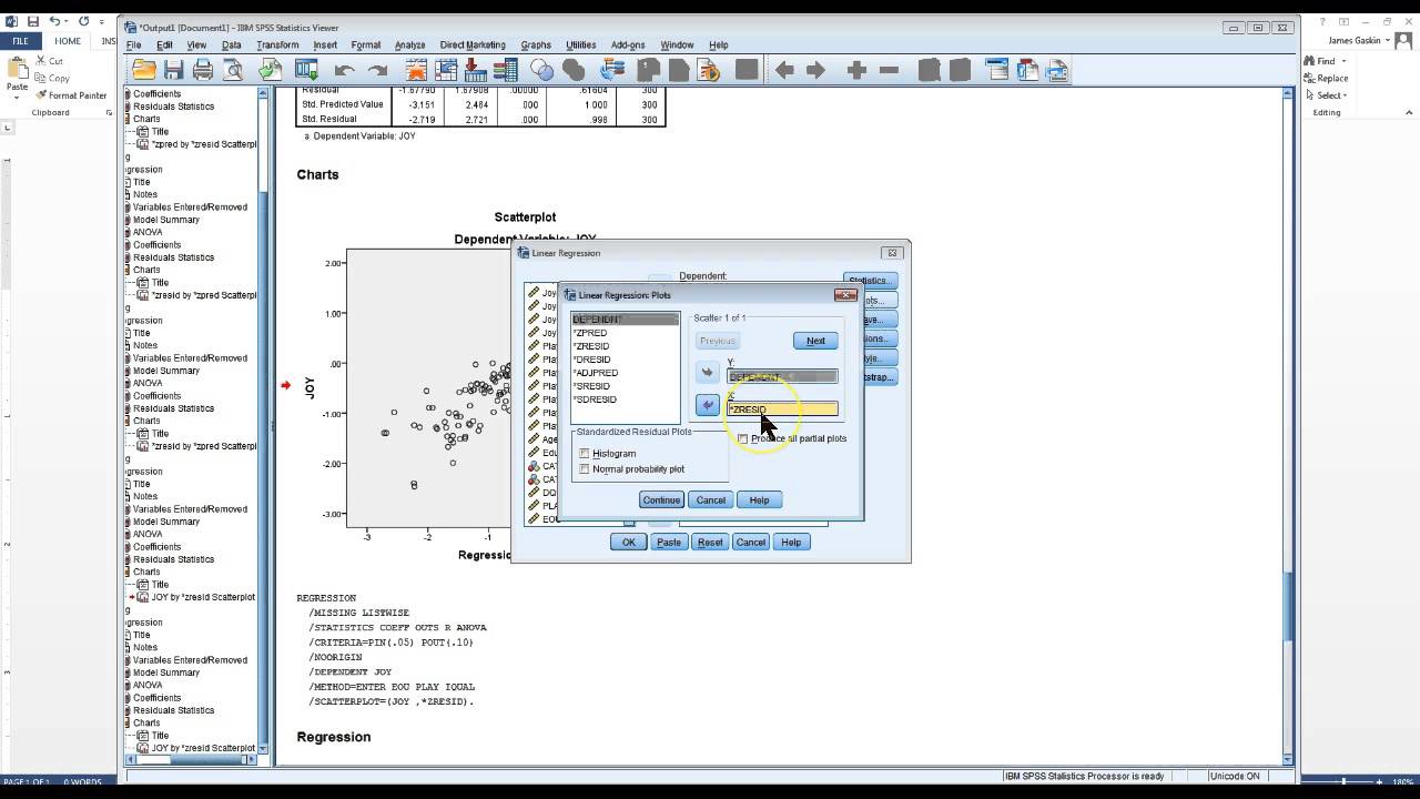 Plotting Homoscedasticity in SPSS