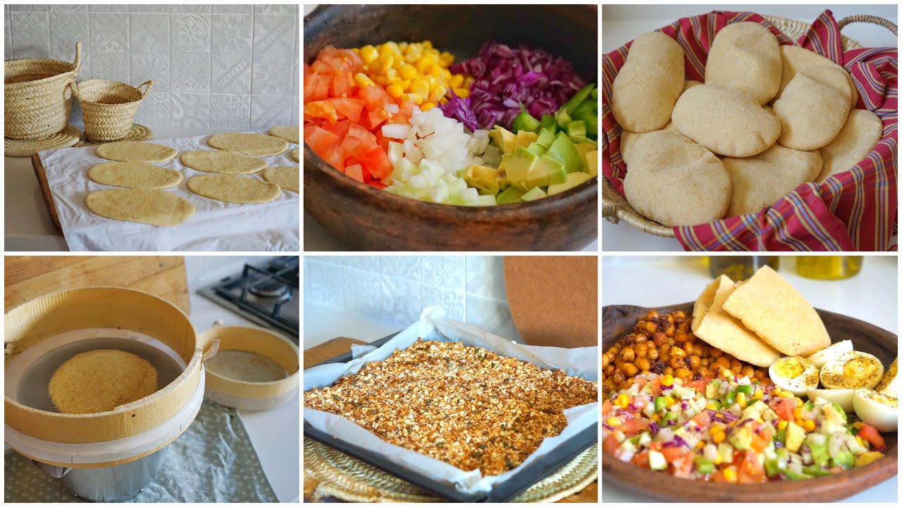 خبز البيتا بدقيق القمح الكامل غرانولا النخالة و خملت الدار كاملة معاكم في نص الليل