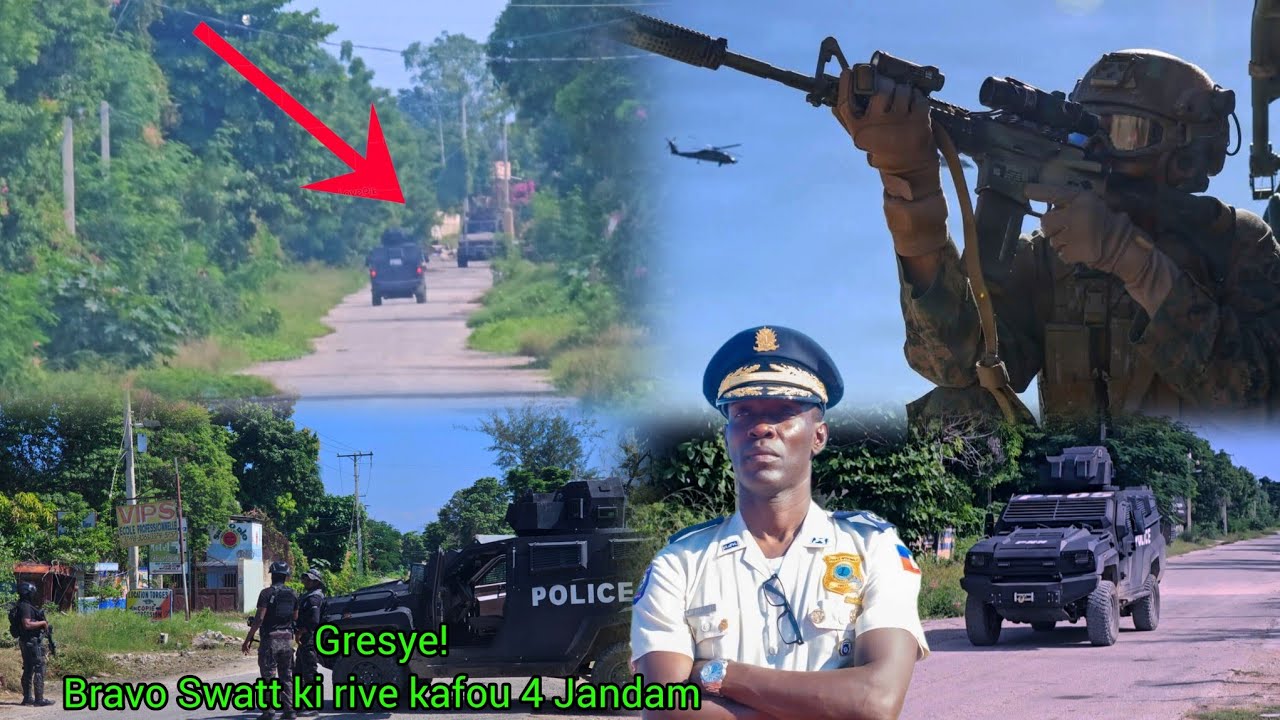 Gresye! Bravo ak Swatt ki rive nan Kafou kat Jandam bò kote barikad bandi, yo simen katouch sou yo 
