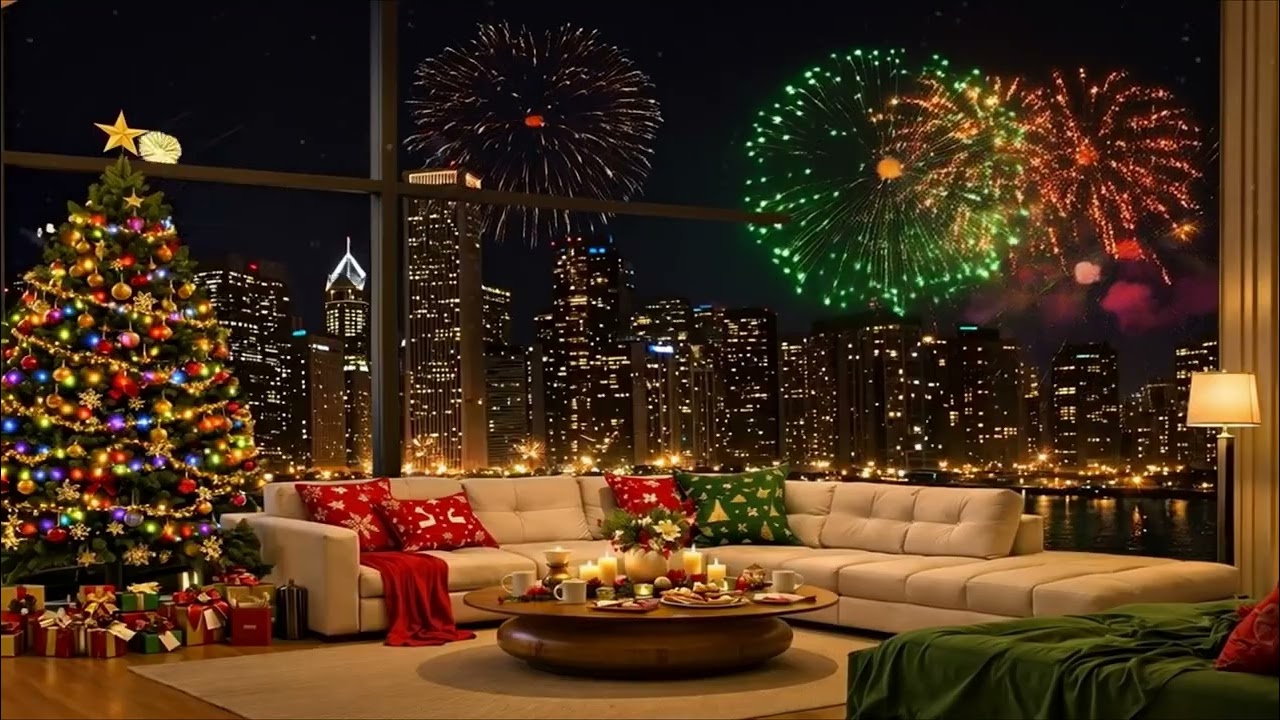 Happy New Year 2026 🎆 Cozy Luxury Apartment with Relaxing Piano, Fireworks & Crackling Fireplace