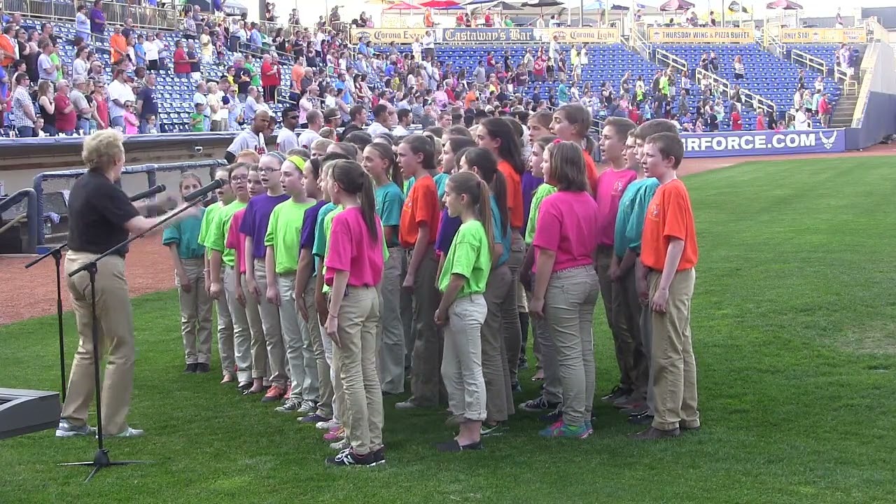 2015 05 09 Emma Rose Donnellan Sings with the Choir at Lake Erie Captains Game