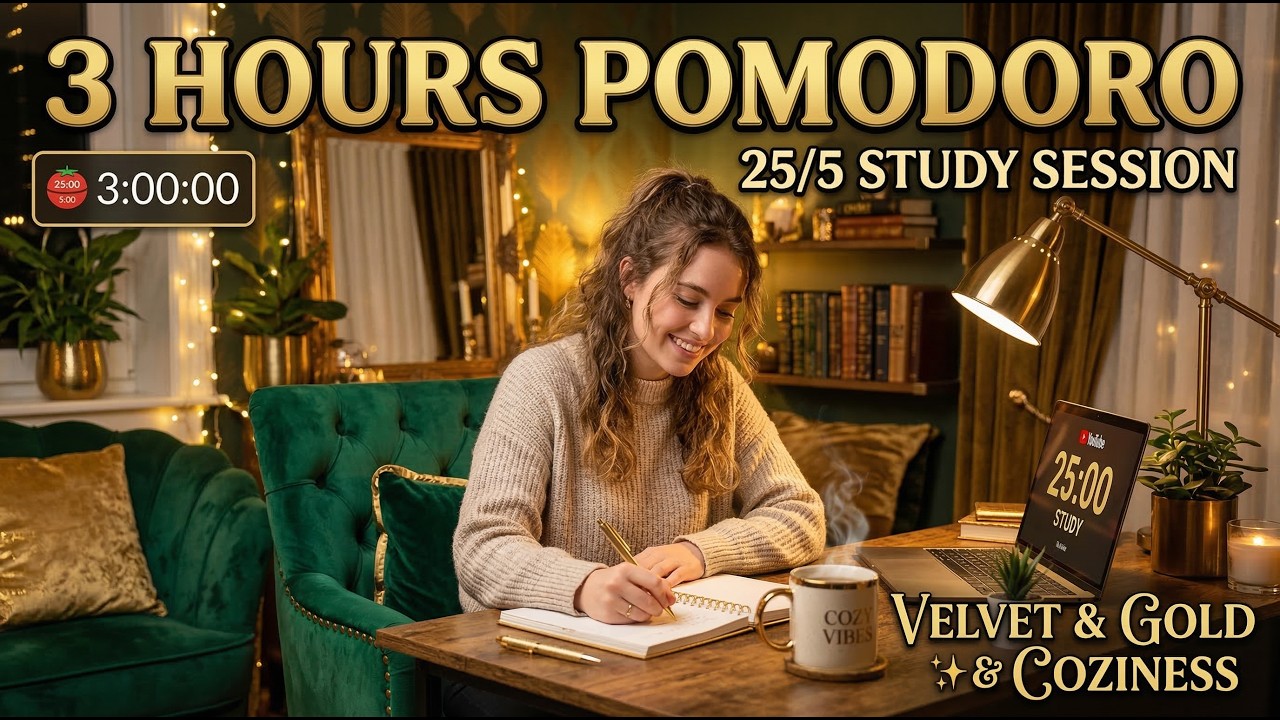 Study With Me | 3-Hour Pomodoro Session | Dark Academia Aesthetic