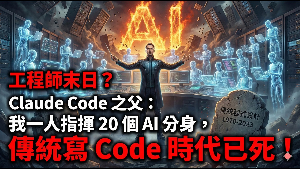 工程師末日？Claude Code 之父：我一人指揮 20 個 AI 分身，傳統寫 Code 時代已死！ #ClaudeCode #BorisCherny #Anthropic #AI人工智慧