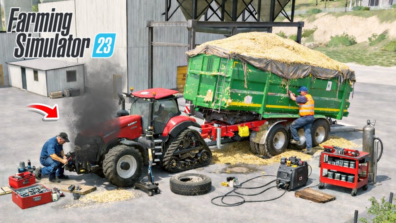 🚜 Overloaded Tractor Broke Down! Emergency Repair | FS23 #fs23 #fs22 #fs20 #fs18 #fs25 