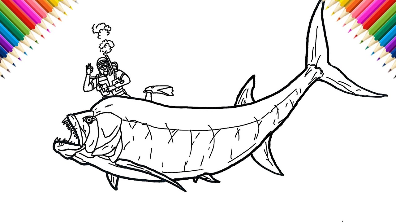 How to Draw Xiphactinus audax & aqualunger | Drawing and Coloring Prehistoric fish