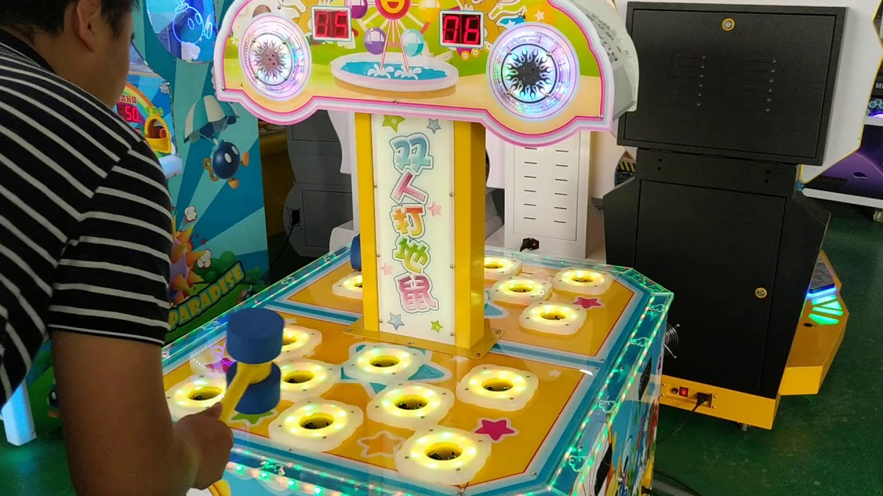 2 players Whack-a-Mole hammer hitting game machine
