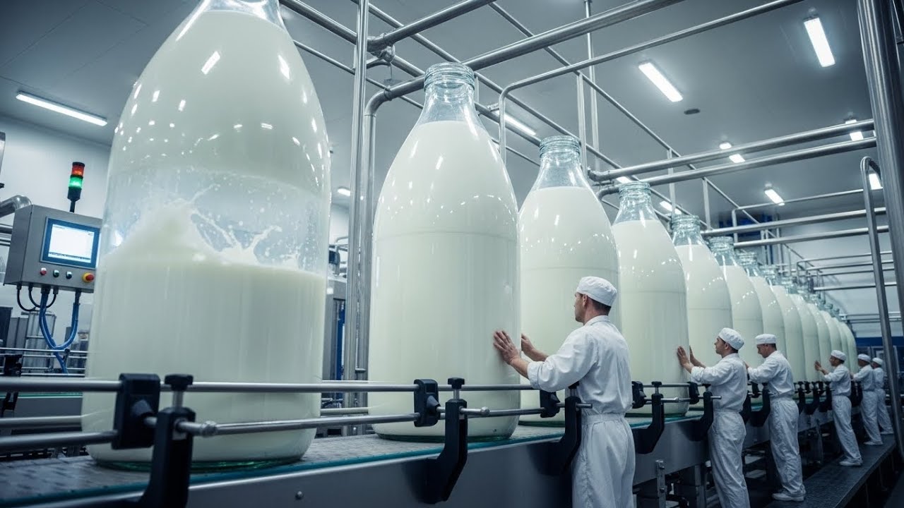 Inside the Modern Fresh Milk Factory: From Green Farm to Delicious Milk Bottles (The Whole Process)