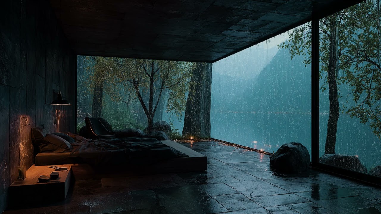 Soft Rain Tapping on the Window in a Cozy Room for Deep Relaxation and Peaceful Sleep at Night