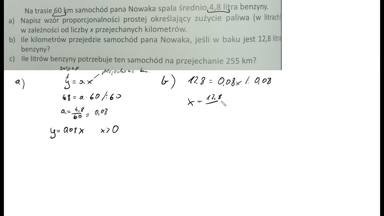 4 8  Na trasie 60 km samochód c pana Nowaka spala w baku jest 12,8 litra lle litrów benzyny potrzebu