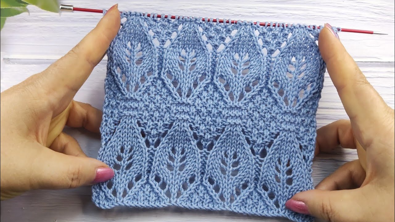 Leaves Knit Stitch | Blattmuster stricken | Punto Hojas a dos agujas | Point de Feuilles au Tricot