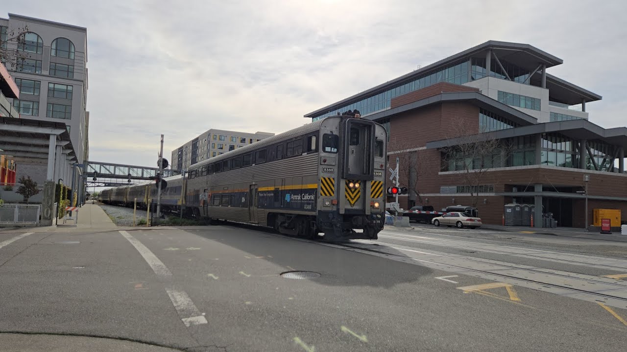 Amtrak Gold Runner #712 at Webster Street Oakland, CA with CDTX #8308 Cab Car and #2107 SC-44
