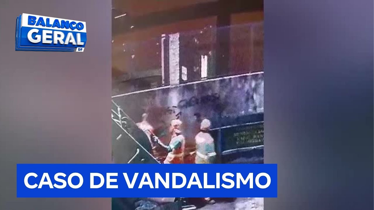 C&acirc;meras de seguran&ccedil;a flagram garis pichando muro em Vicente Pires (DF) | Balan&ccedil;o Geral DF