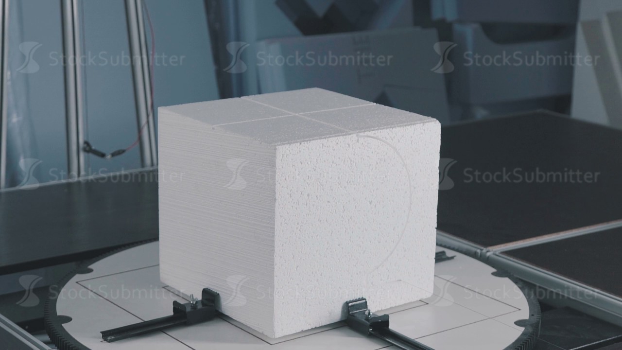 The process of creating volumetric figures of foam plastic. Cube