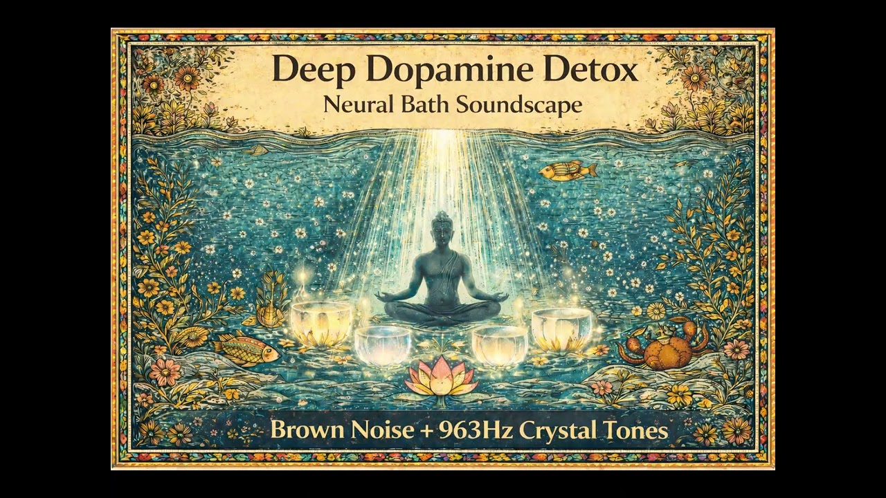 Deep Dopamine Detox: NEURAL BATH Soundscape | Brown Noise + 963Hz Crystal Tones