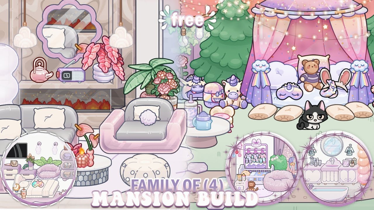 FREE FAMILY OF 4 AESTHETIC MANSION BUILD #avatarworld #pazu