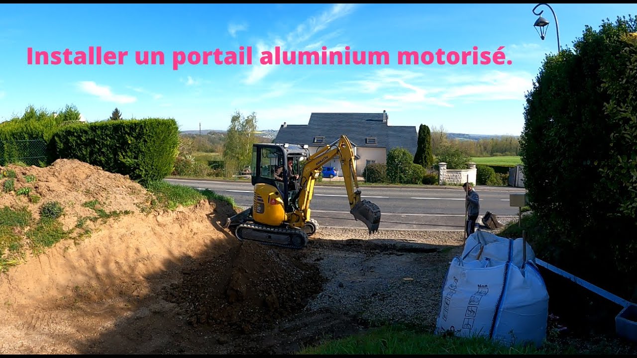 Réalisation fondation portail battant aluminium. Time lapse.