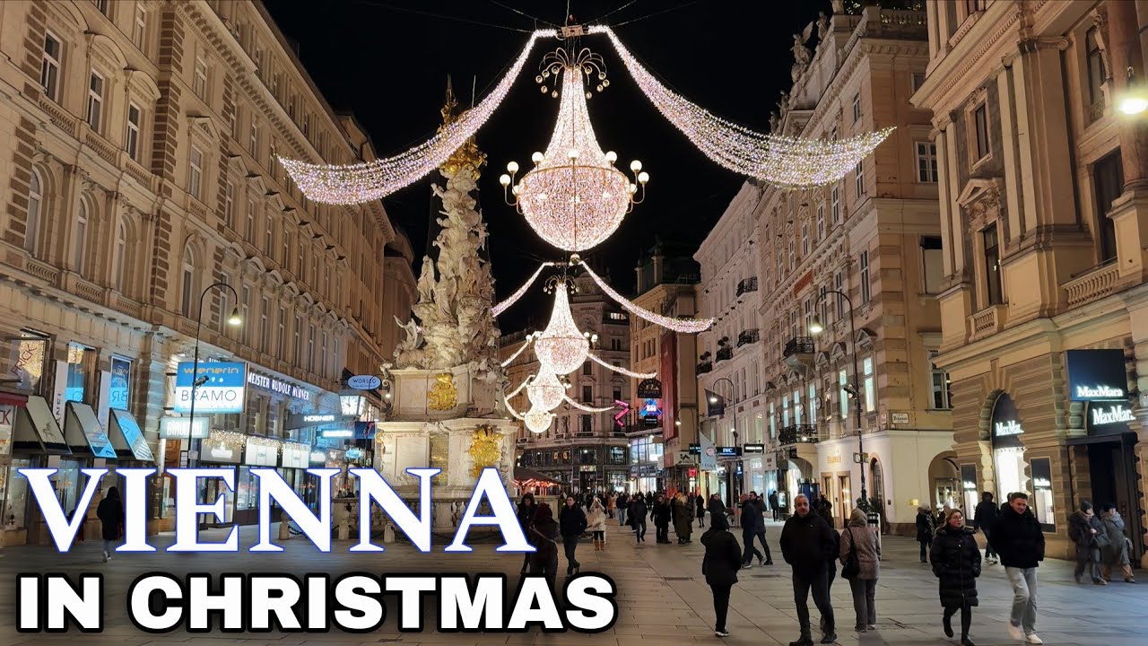 Vienna, Austria || Christmas Lights,  Walking Tour 4K UHD 