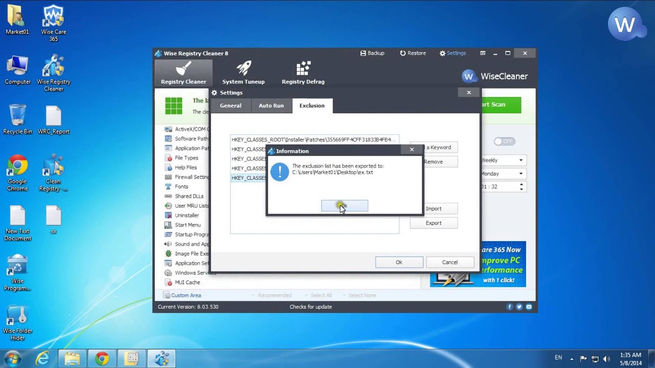 Wise Registry Cleaner Tutorial -- Settings