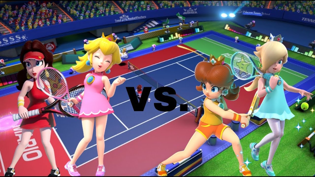 Mario Tennis Aces - Short Pauline and Peach vs. Daisy and Rosalina Match