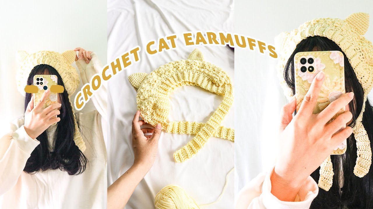 Crochet Cat Earmuffs| Hướng dẫn m&oacute;c miếng che tai m&egrave;o si&ecirc;u ấm &aacute;p d&agrave;nh cho m&ugrave;a đ&ocirc;ng| Vyvascrochet