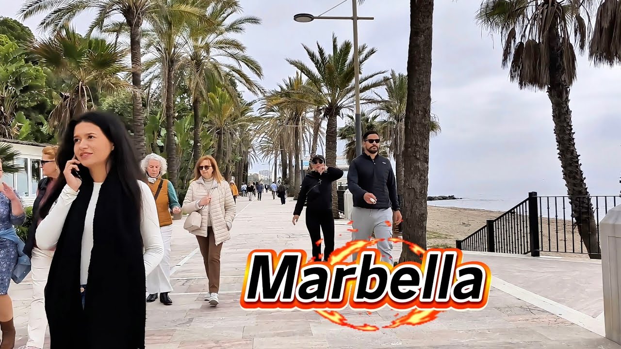 🌅穿梭于西班牙Marbella 海边步道，带你听海的呼吸声🌊。［4K超清］