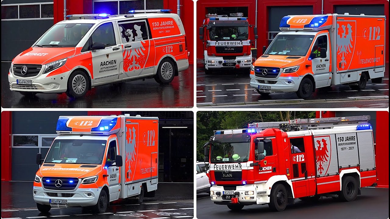 [NEUE FEUERWACHE 🚒🔥] ● Erste Einsatzfahrten von Feuerwehr & Rettungsdienst an neuer FW4 in Aachen 🚨🚒
