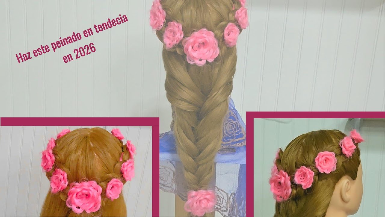 Tu princesa necesita este peinado 🌸peinado rosa para niñas💖 Cute & Easy Princess Hairstyle