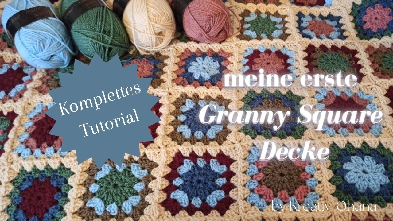Meine erste Granny Square Decke, Komplettes Tutorial