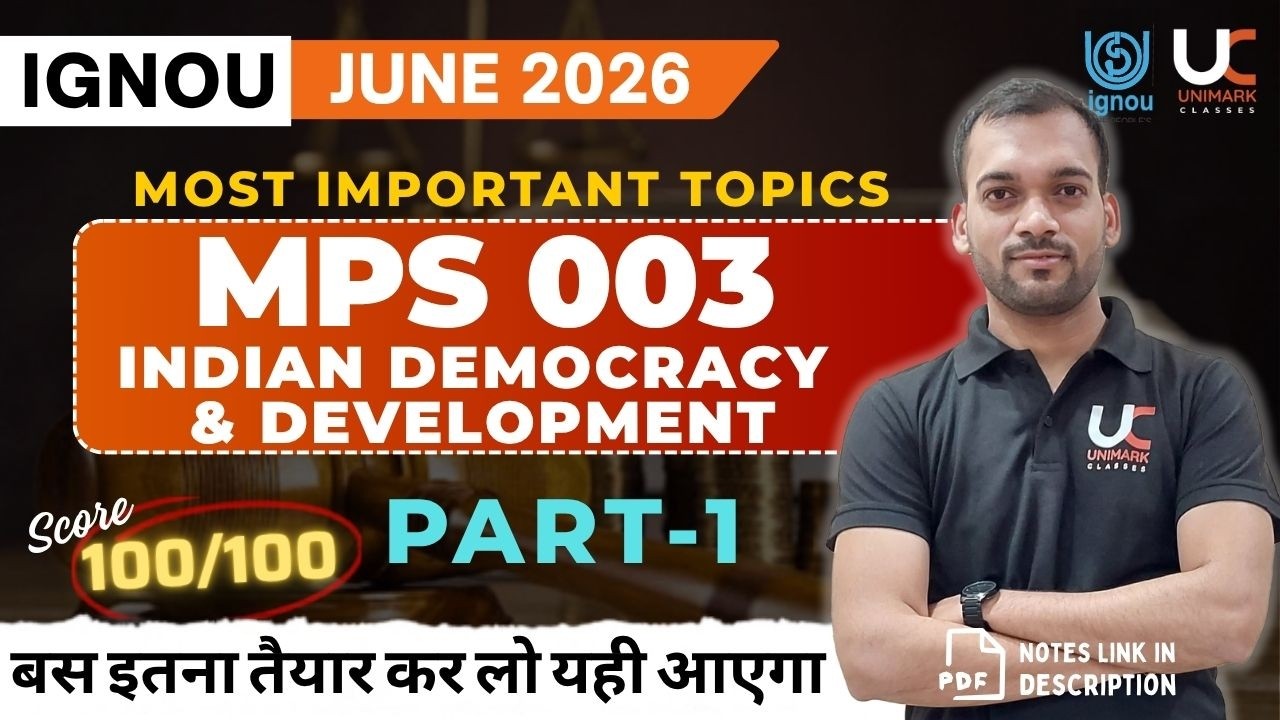 MPS 003 (Part 1) | Most Important Questions with Answers (PDF) | June 2026 IGNOU | Unimark Classes